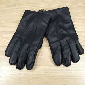 RALPH LAUREN Gloves Mens Large Black Leather Water Repellant Soft Lined Pony